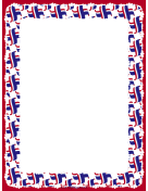 Crossed Red White Blue Flags Border