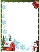 House Snowflakes and Snowman Christmas Border