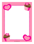 Pink Cupcakes and Hearts Border