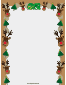 Reindeer and Trees Christmas Border