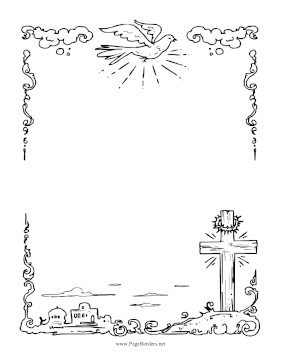 Cross And Dove Black and White page border