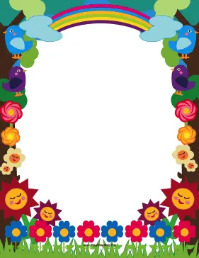 Cute Flowers and Birds Border page border
