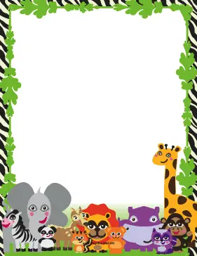 Cute Jungle Animal Border page border