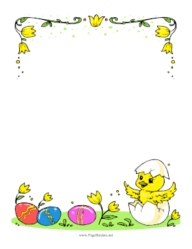 Easter Chick And Eggs page border
