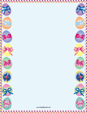 Easter Eggs with Ribbons Border page border