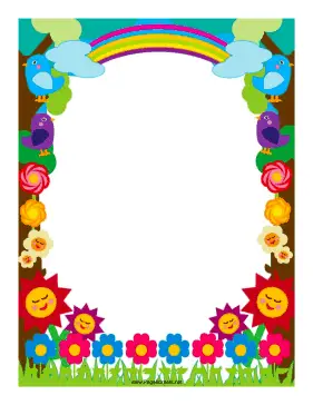 Flowers and Rainbows Border page border