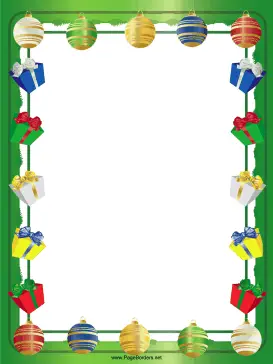 Gifts Packages and Ornaments Christmas Border page border