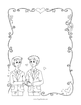 Happy Grooms Wedding Black and White page border