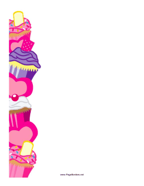 Large Colorful Cupcakes Border page border