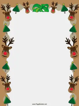 Reindeer and Trees Christmas Border page border