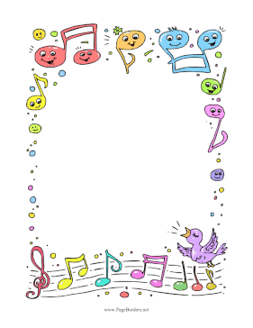 Songbird And Music Notes page border