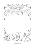 Happy Birthday Party Banner Black and White