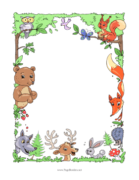 Animals Of The Forest page border