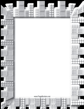 Art Deco Buildings — Black and White Border page border