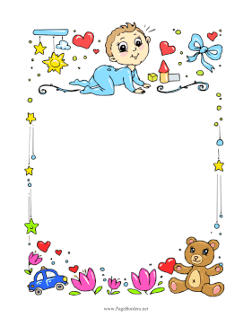 Baby Boy And Toys page border