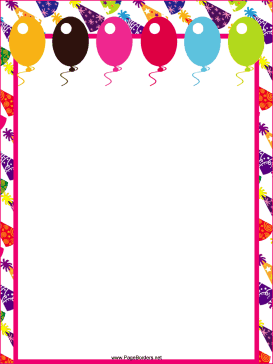 Balloons and Hats Party Border page border