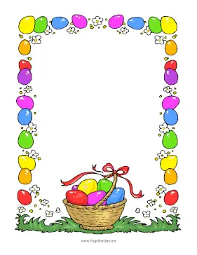 Basket Of Easter Eggs page border