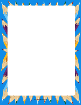 Blue Coloring Pencils Border page border