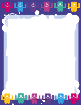 Blue Cute Monster Border page border