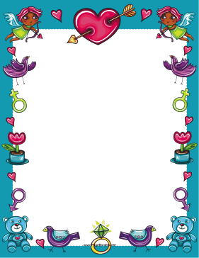 Blue Valentines Day Border page border