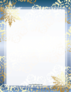 Blue and Gold Snowflake Border page border