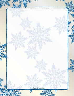 Blue on Ivory Snowflake Border page border