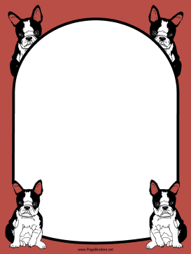 Boston Terrier Dog Border page border