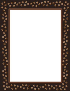 Brown Dog Paw Print Border page border