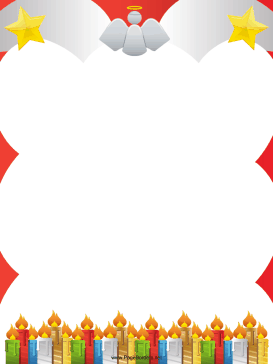 Candles Stars and Angel Christmas Border page border