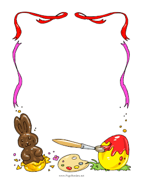 Chocolate Rabbit And Painted Egg page border