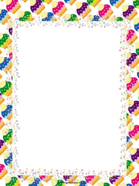 Colorful Cupcakes Party Border page border