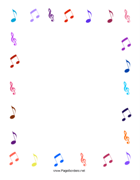 Colorful Music Notes Border page border