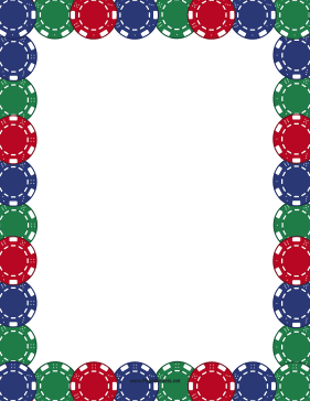 Colorful Poker Chips Border page border