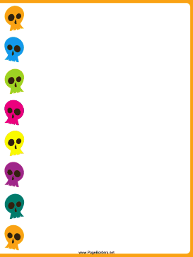 Colorful Skulls Halloween Border page border