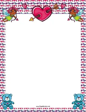 Cupids and Teddy Bears Border page border