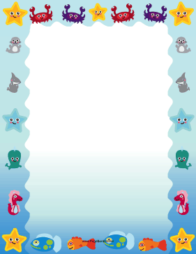 Cute Ocean Animal Border page border