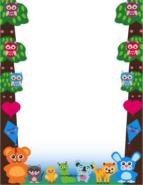 Cute Woodland Animal Border page border