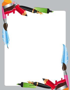 Cute Writing Utensil Border page border