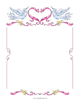 Doves And Heart Ribbon page border