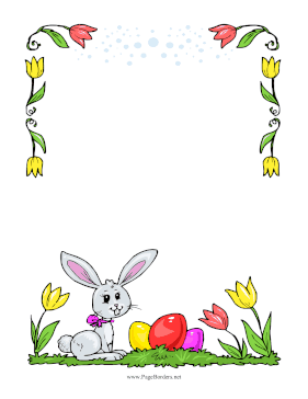Easter Bunny And Tulips page border