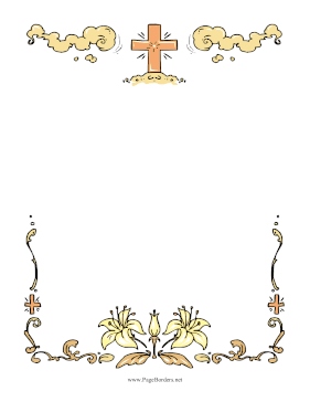 Easter Cross And Lilies page border