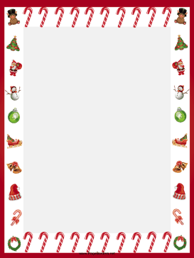 Festive Candy Canes Christmas Border page border