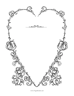 Flower Heart Frame Black and White page border