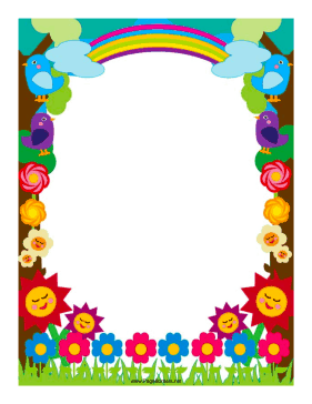 Flowers and Rainbows Border page border