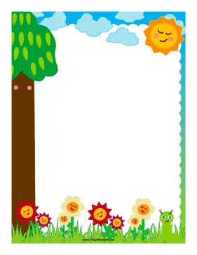 Flowers and Worm Border page border