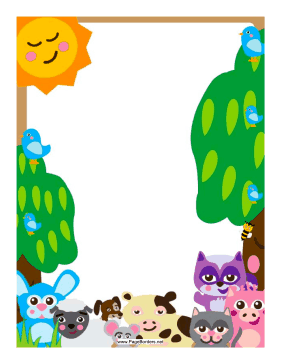 Forest Barnyard Animals Border page border