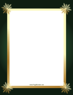 Gold and Green Snowflake Border page border