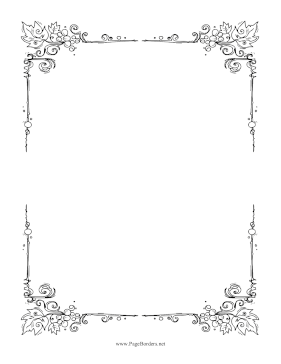 Grapevine Filigree Black and White page border