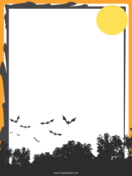 Gray Bats Halloween Border page border