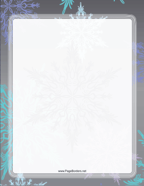 Gray and Blue Snowflake Border page border